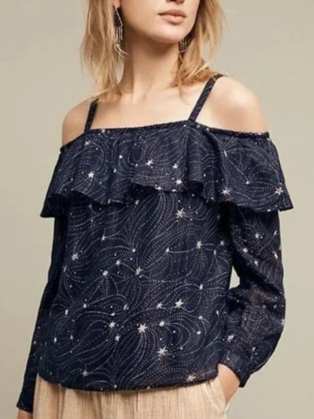 Anthropologie Floreat Cold-Shoulder Starlit Blouse Large